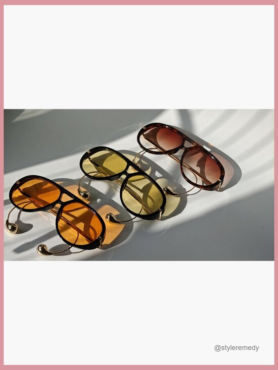 Oversized Retro Aviator Sunglasses Metal Frame UV400 Protection